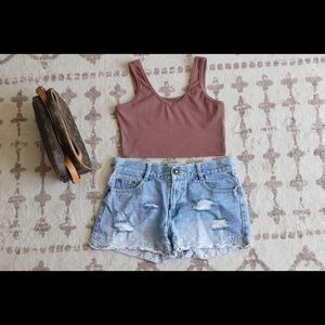 Distressed Floral Jean shorts